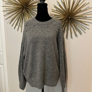H&M Gray Sweater with Pearl Details